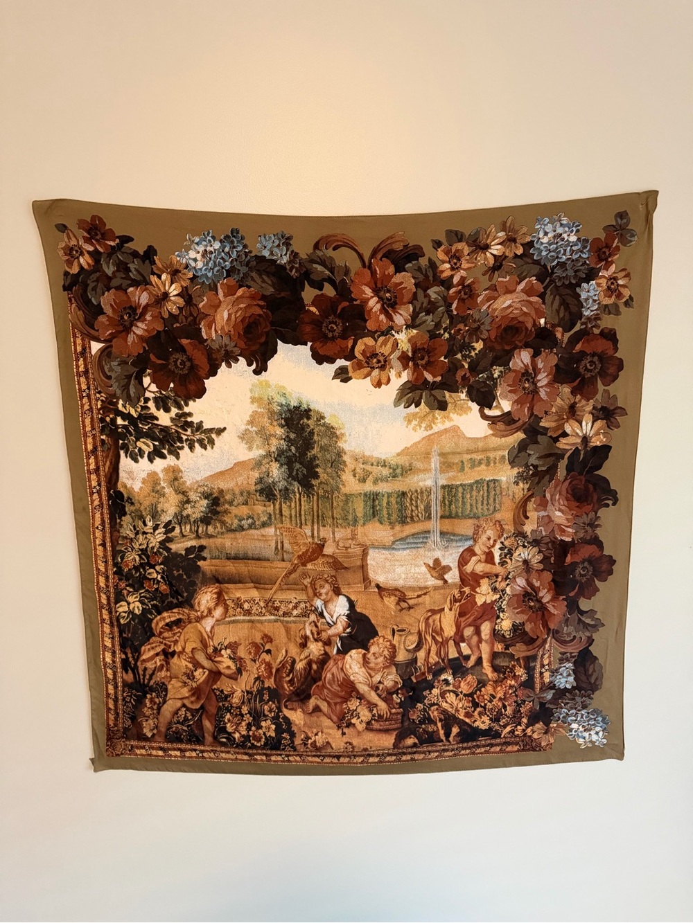 Vintage Floral Landscape Tapestry Wall Hanging/Scarf